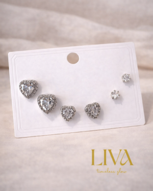 Kalp Kesim Taşlı Küpe Seti – Gümüş Renk