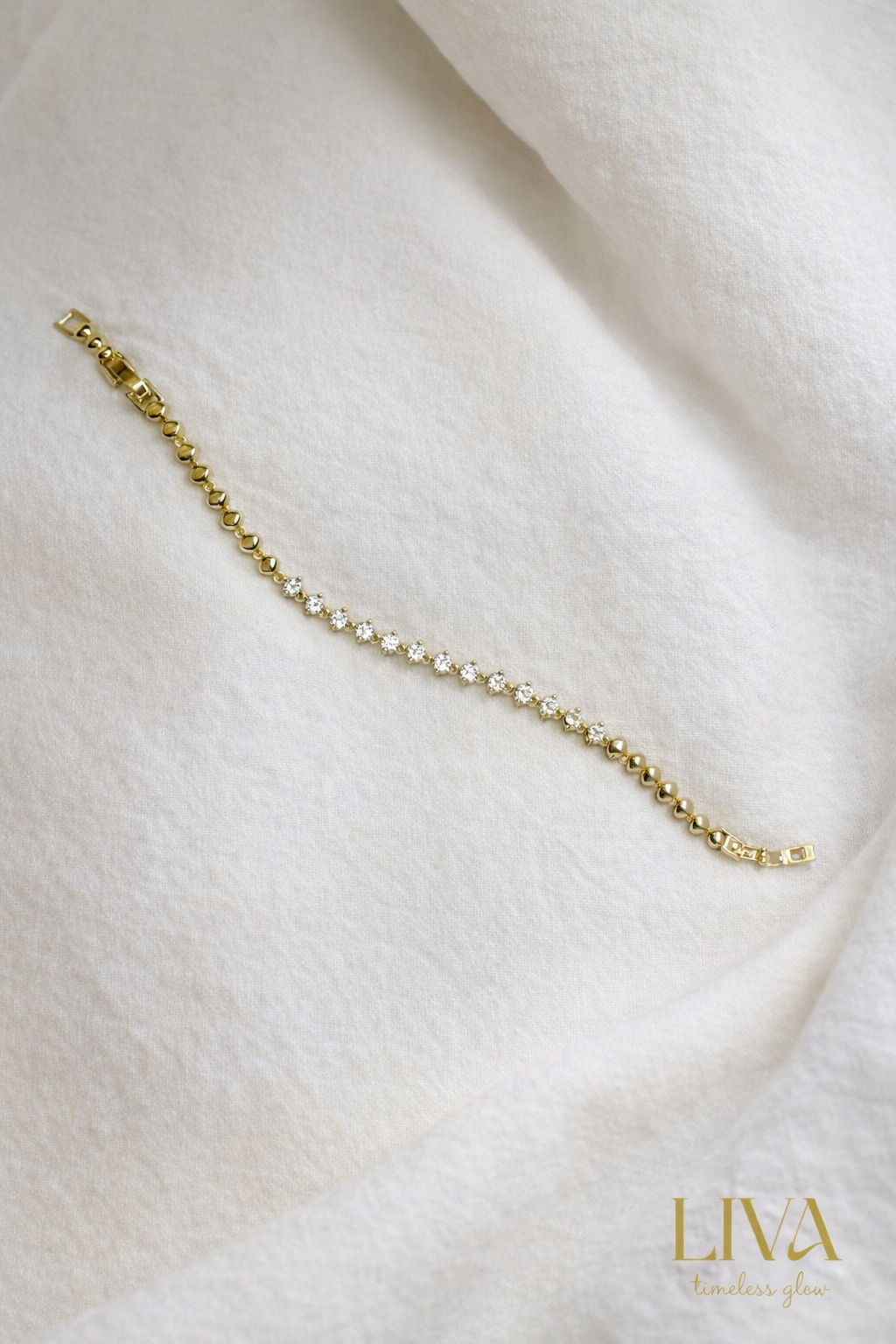 Minimal Taş Sıralı Bileklik – 14K Altın Görünümlü