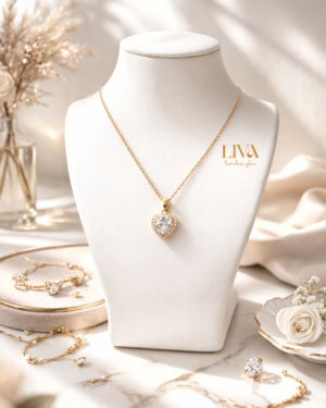 Gold Kalp Taşlı Kolye