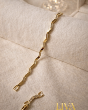 Zikzak Taş Detaylı Altın Renk Bileklik