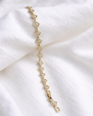 Geometrik Taş Detaylı Bileklik – 14K Altın Görünümlü